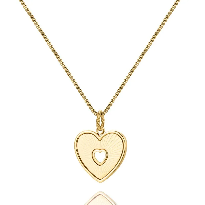 Collier en acier inoxydable plaqué or | Coeur