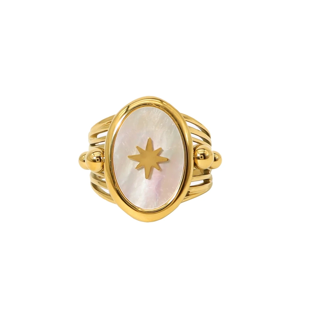 Bague avec nacre et étoile dorée | Seren