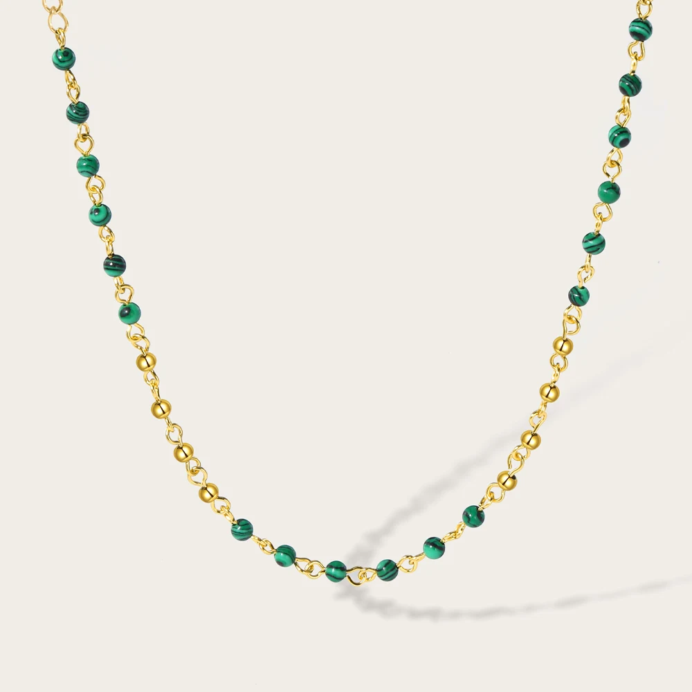 Collier Malachite en Acier Inoxydable Plaqué Or 18K | Milano