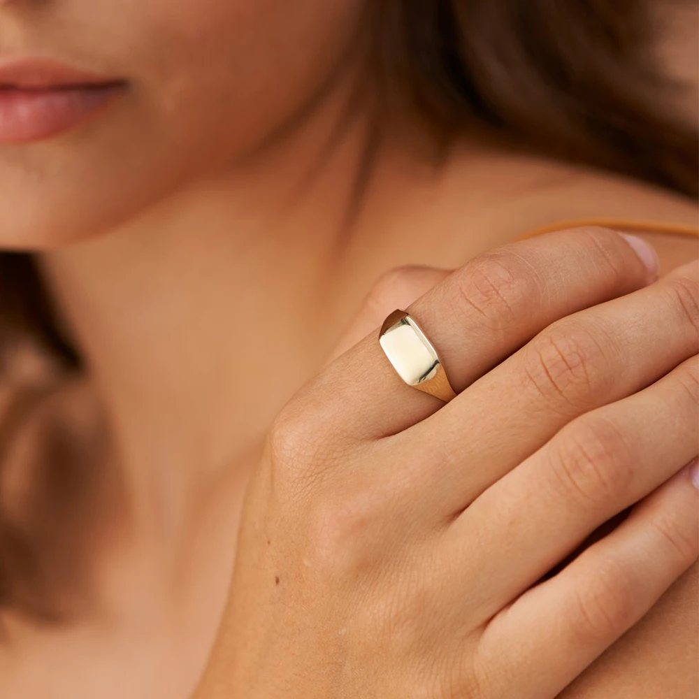 Bague en acier inoxydable dorée personnalisable | Imprint