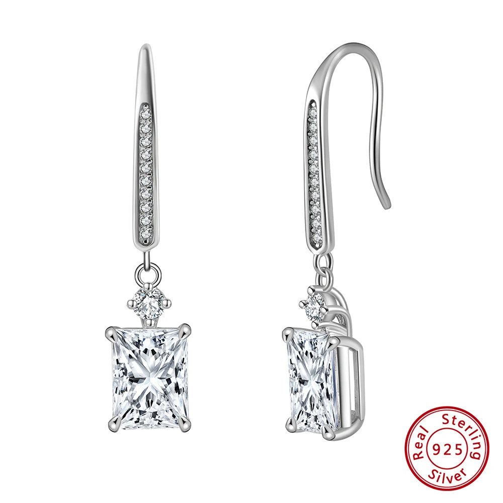 Boucles d'oreilles pendantes en argent sterling 925 avec zircons s | Elya