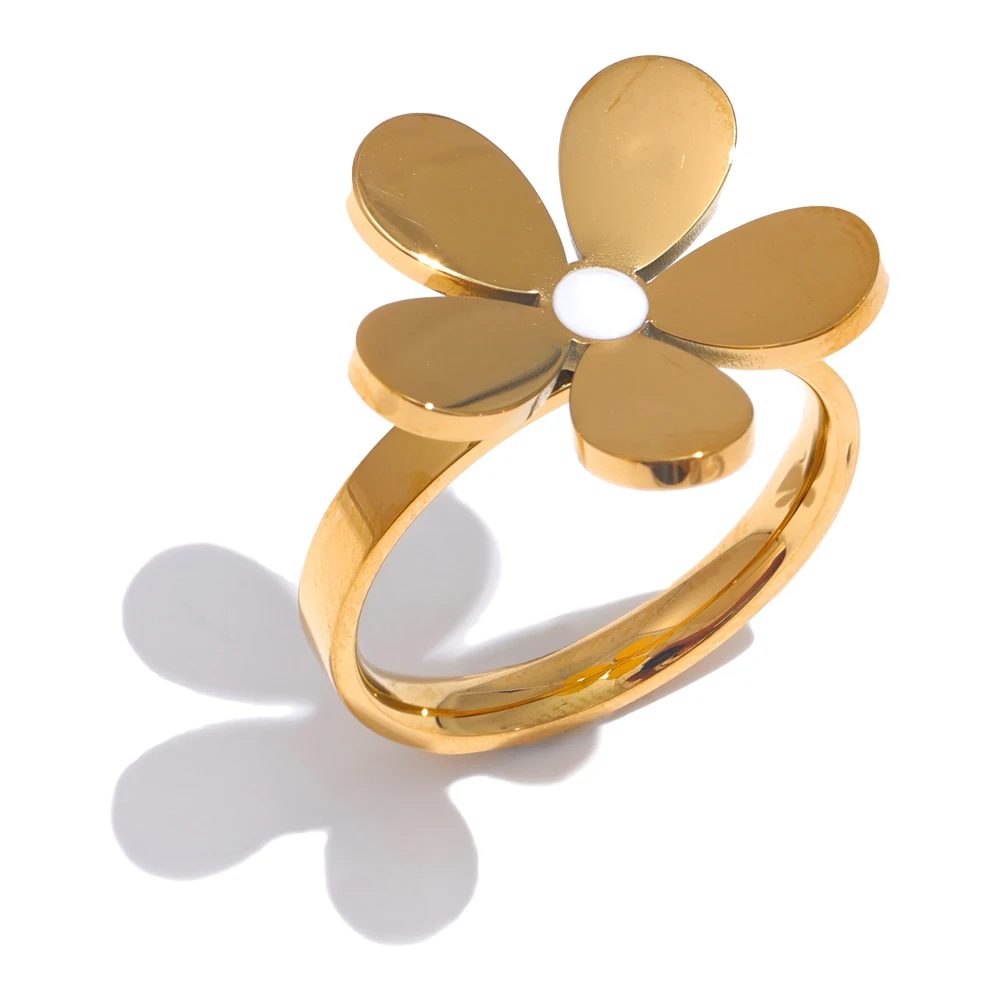 Bague fleur en acier inoxydable dorée 18K | Syla