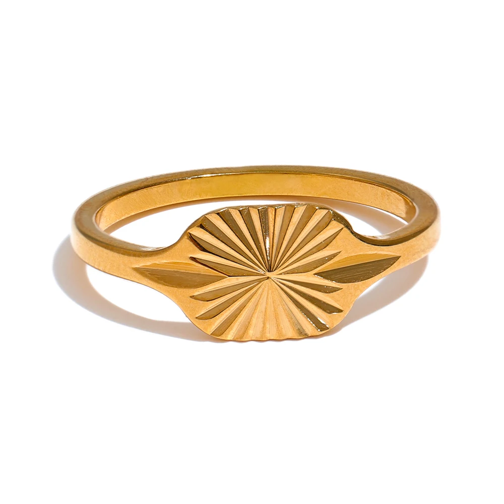 Bague géométrique fine en acier inoxydable doré 18K | Alis