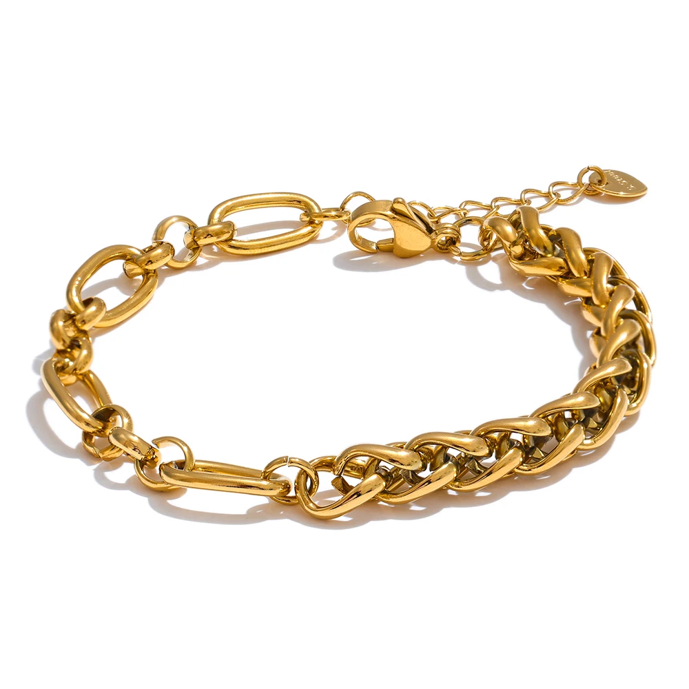 Bracelet en acier inoxydable doré à l'or 18K  | Mina