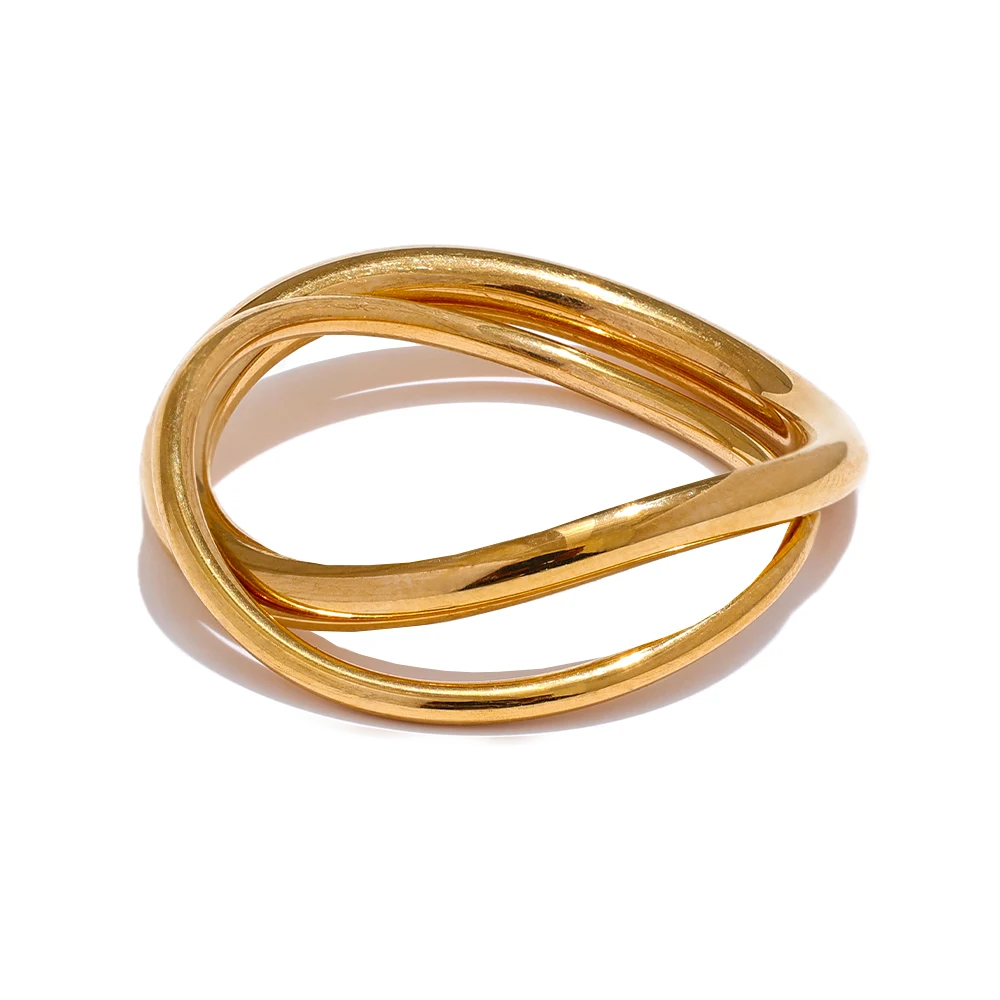 Bague minimaliste en acier inoxydable doré à l'or 18K  | Prys