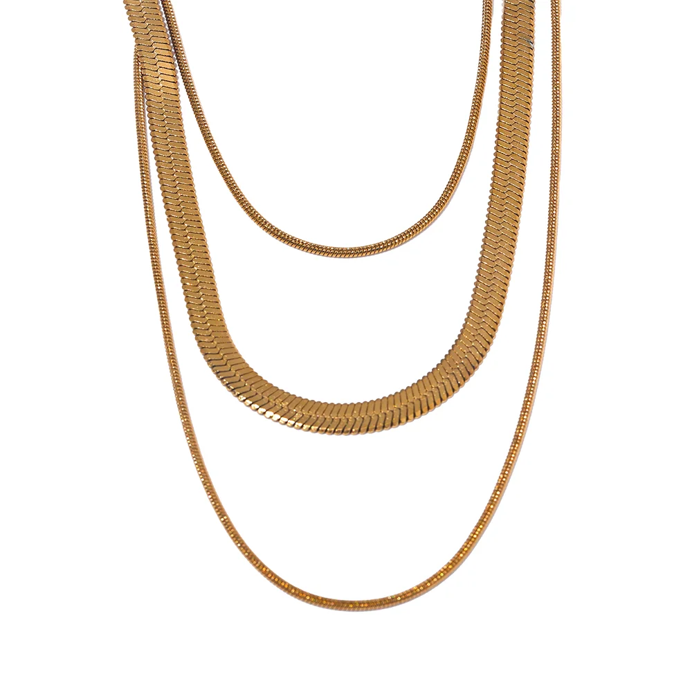 Collier serpent en acier inoxydable avec superposition 18K PVD | Veya