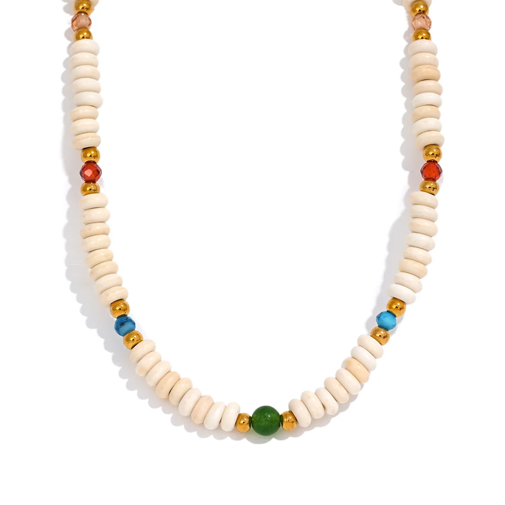 Collier en turquoise blanche et pierres naturelles | Zula