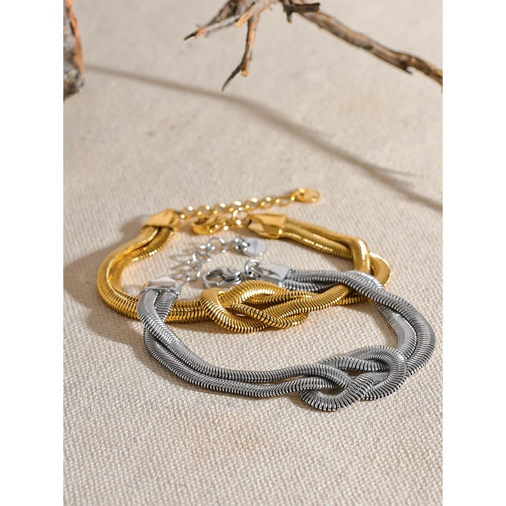 Collier et bracelet en acier inoxydable serpent , ensemble imperméable | Elya - 5