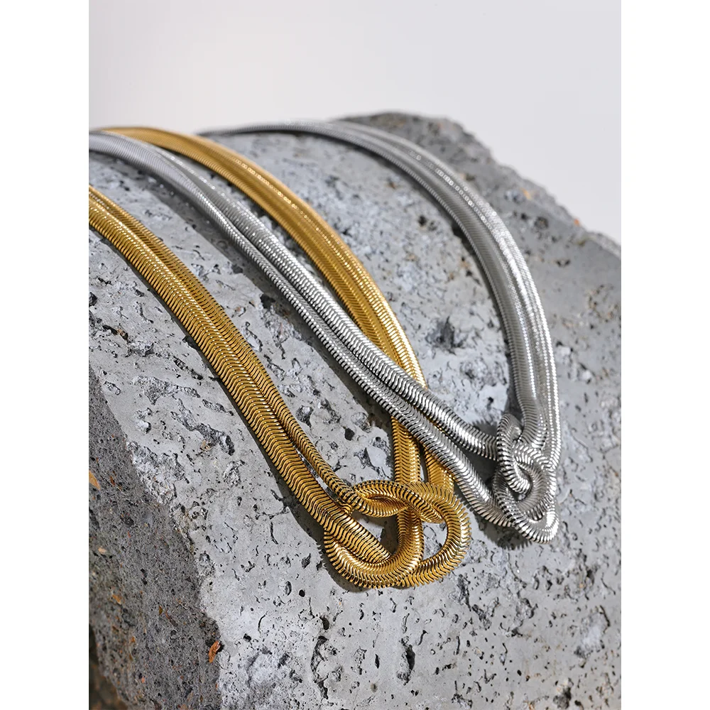 Collier et bracelet en acier inoxydable serpent , ensemble imperméable | Elya - 2