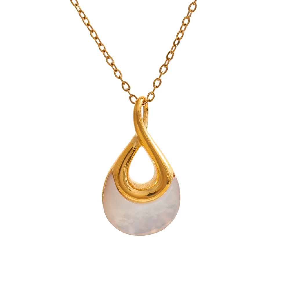 Collier pendentif goutte d'eau en acier inoxydable plaqué or 18K  | Lyah