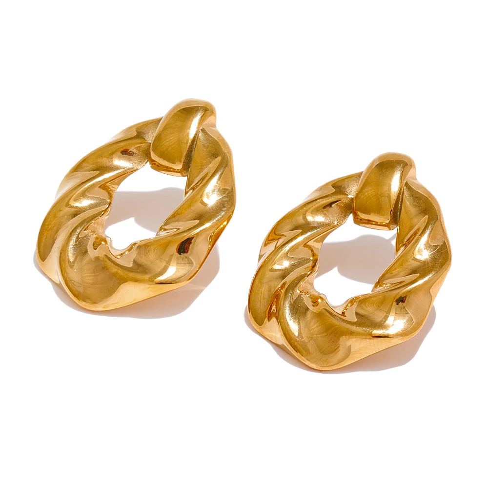 Boucles d'oreilles rondes en acier inoxydable doré 18k  | Arwa