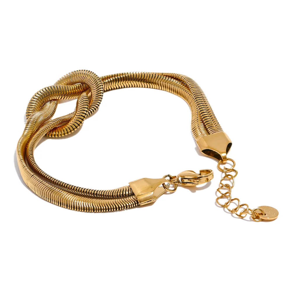 Collier et bracelet en acier inoxydable serpent , ensemble imperméable | Elya - 7