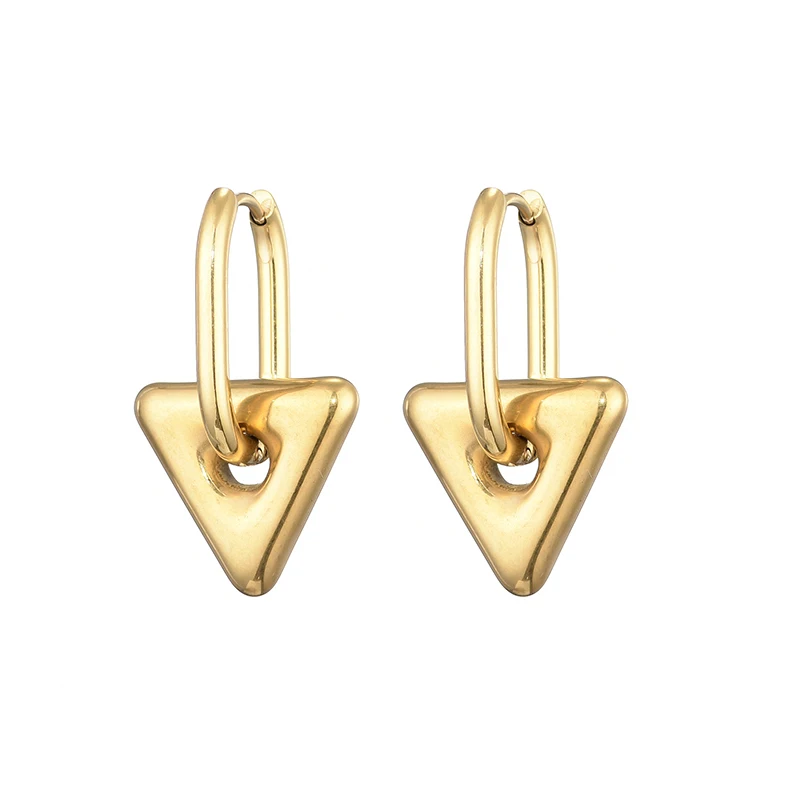 Boucles d'oreilles pendantes en acier inoxydable triangles dorées | Mira