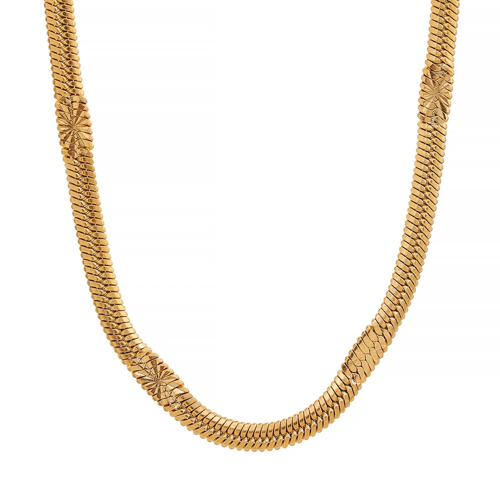 Collier et bracelet en acier inoxydable plaqué or 18K avec chaîne serpent | Imani