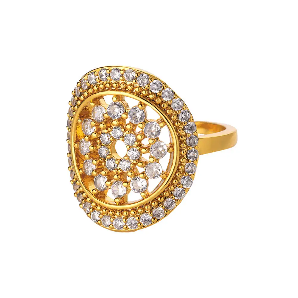 Bague géométrique en zircon doré ajustable  | Niva