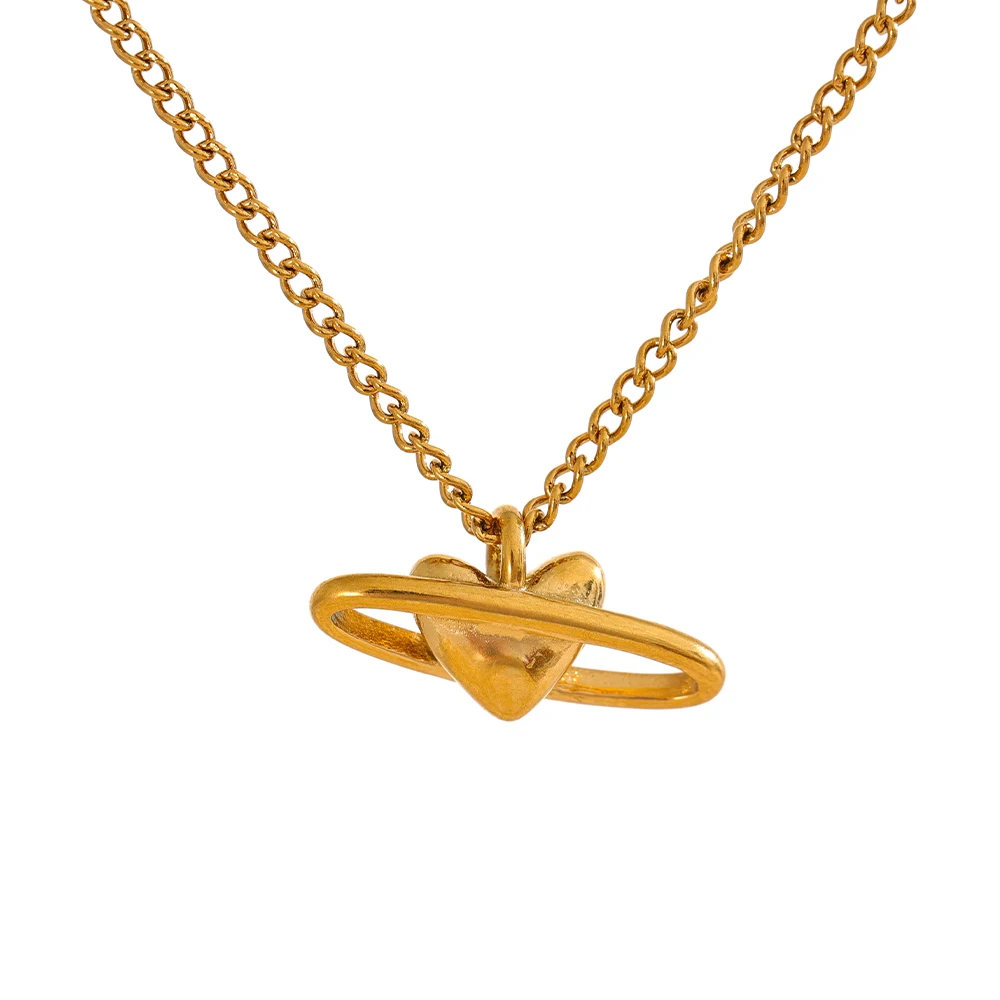 Collier en acier inoxydable en forme de cœur plaqué 18K | Thys