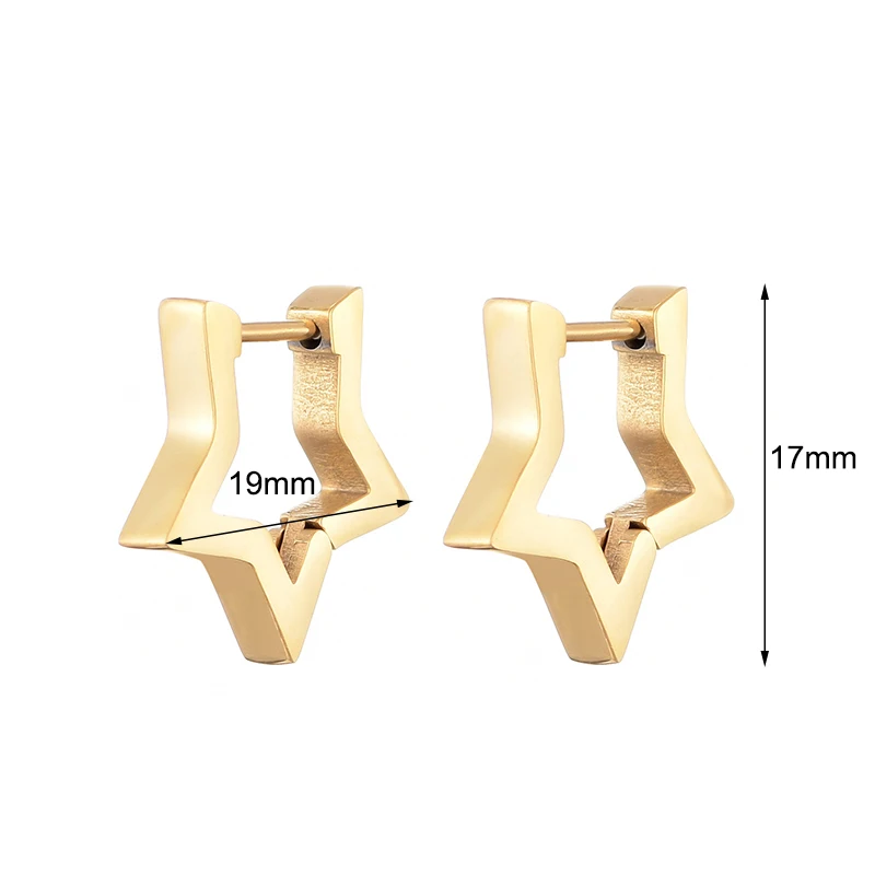 Boucles d'oreilles créoles étoiles en acier inoxydable dorées | Nira - 1